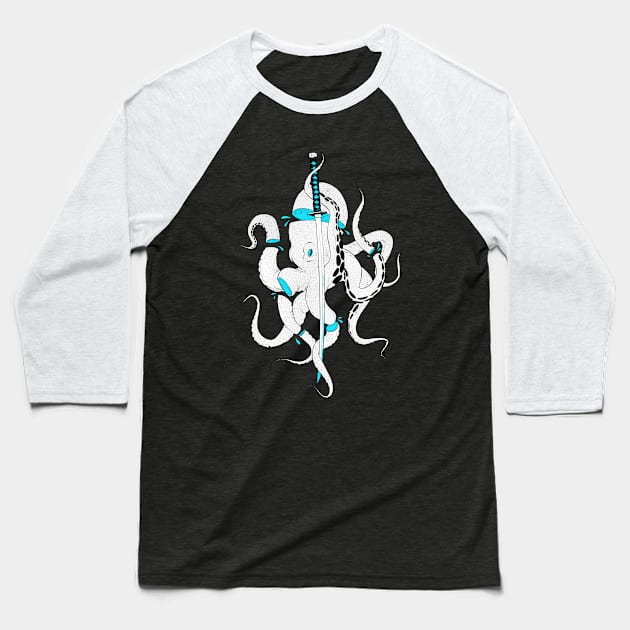 White Octopus 2 Baseball T-Shirt by kurtchangart